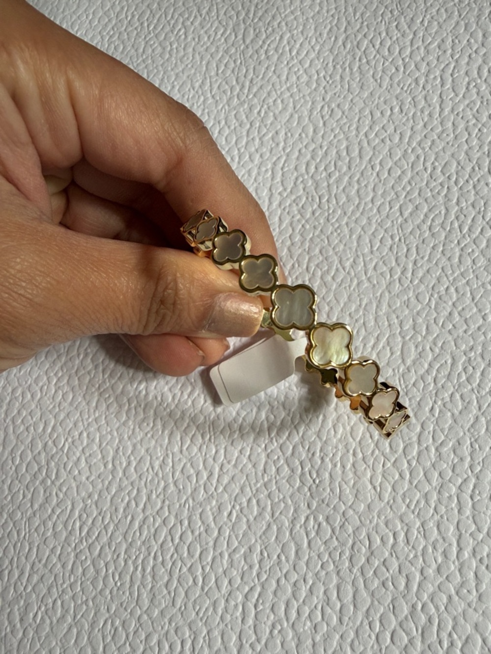 Gold-Tone Mother-of-Pearl Clover Link Bracelet - Women Jewelry